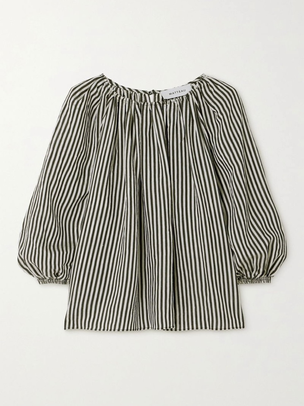 Matteau Black and White Striped Peasant Blouse